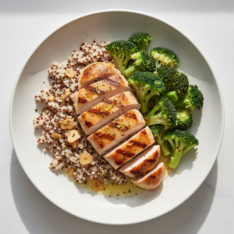 Grilled Chicken Breast with Quinoa and Steamed Broccoli