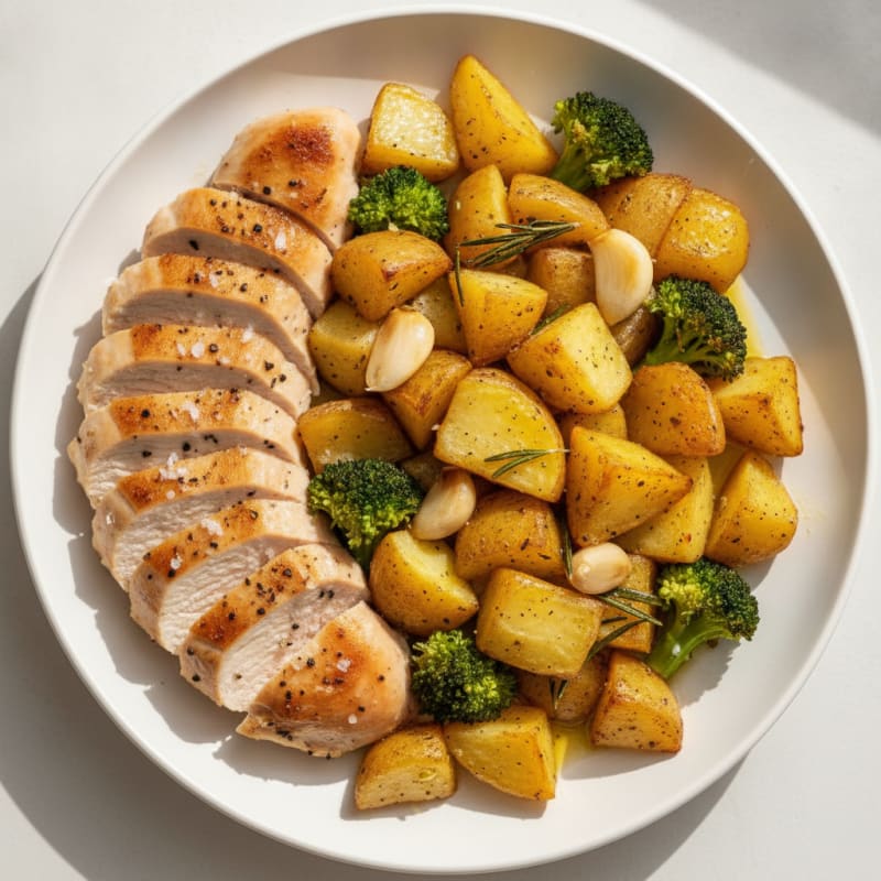 Roasted Garlic Herb Potatoes with Chicken