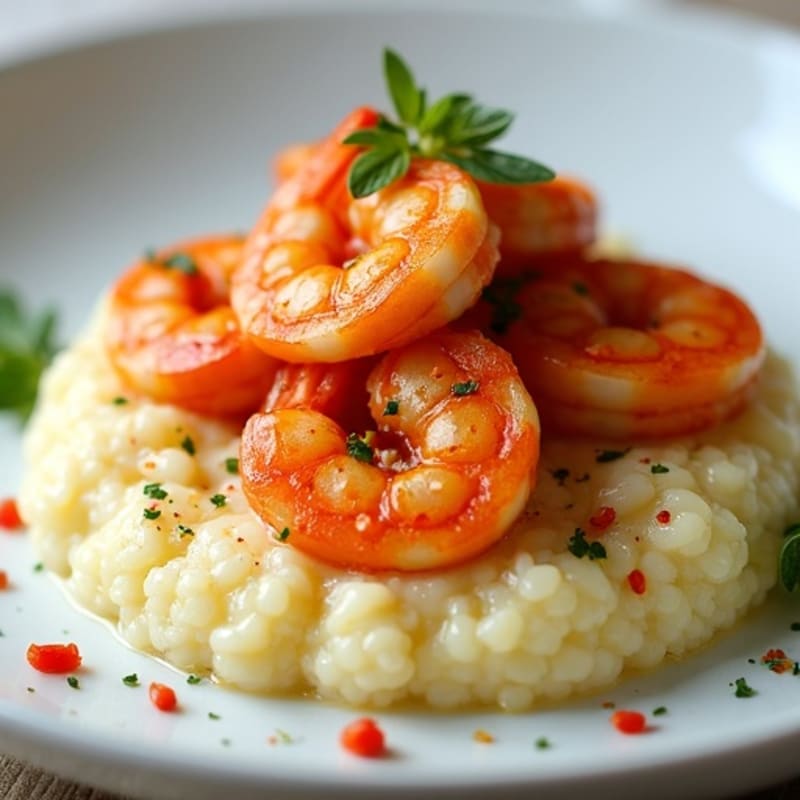 Spicy Cajun Shrimp over Creamy Cauliflower Grits