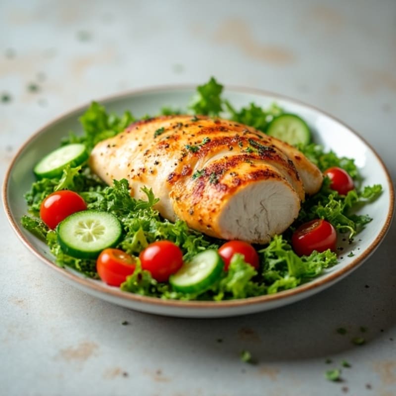 Roasted Chicken and Fresh Greens Salad with Creamy Lemon-Herb Dressing