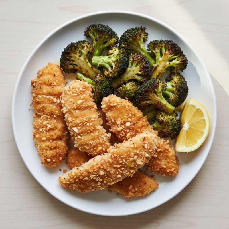 Oven-Baked Chicken Tenders with Roasted Broccoli