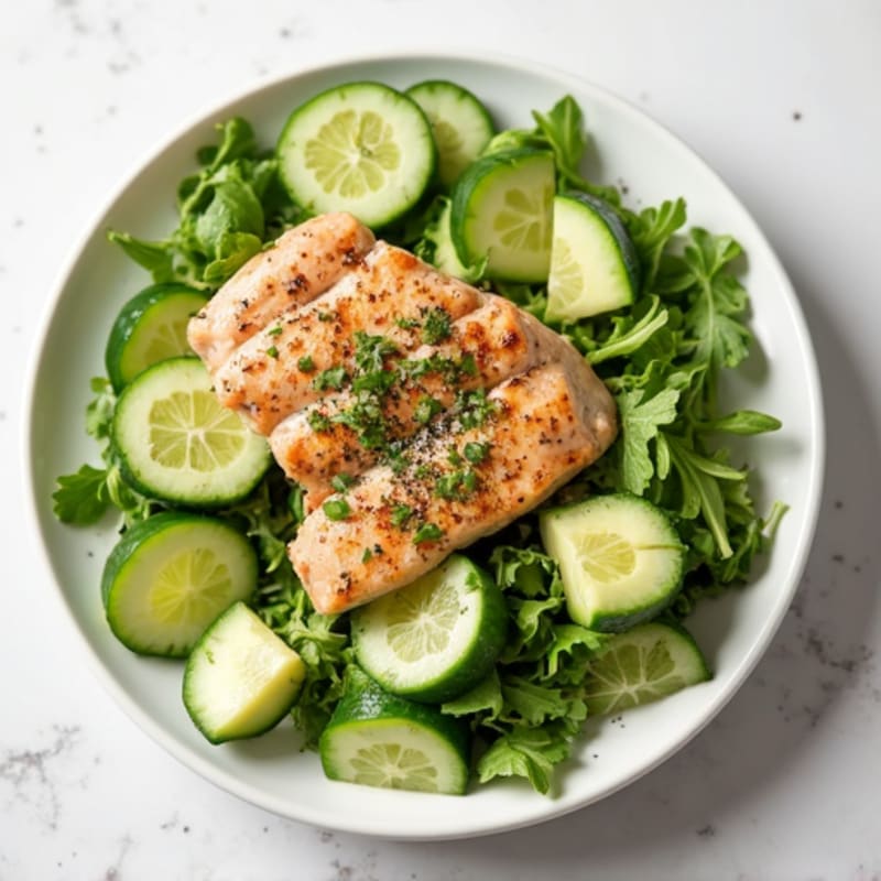 Fresh Cucumber Avocado Salad with Herb-Seared Tuna
