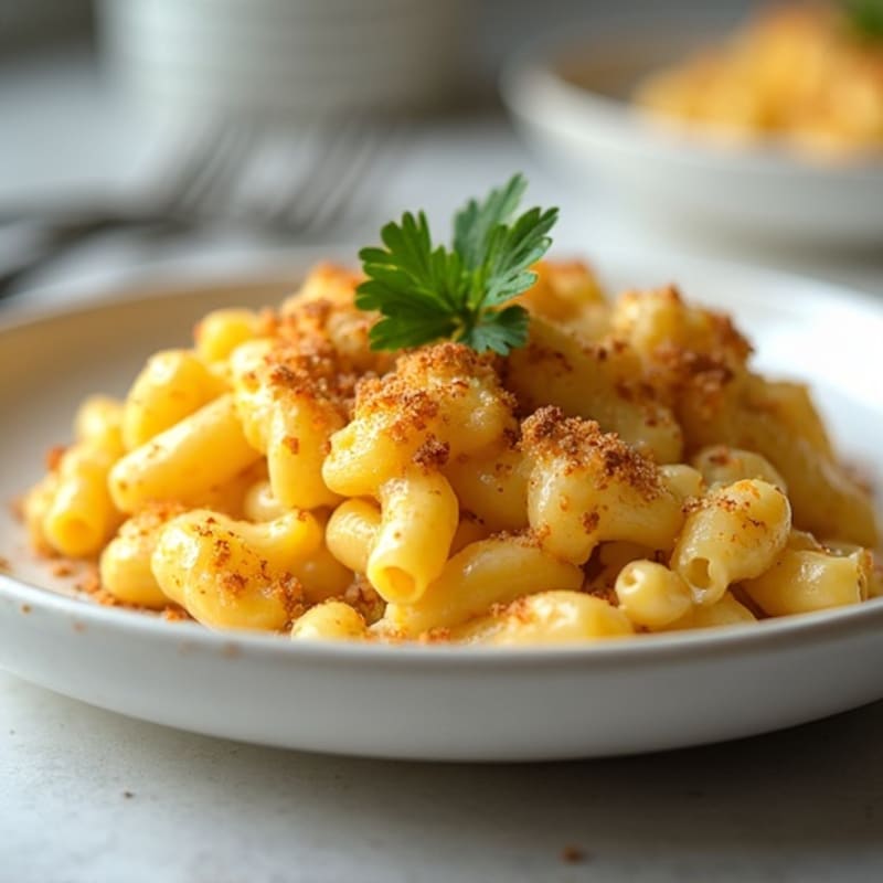 Baked Cauliflower Mac with Crispy Chickpea Crumbs