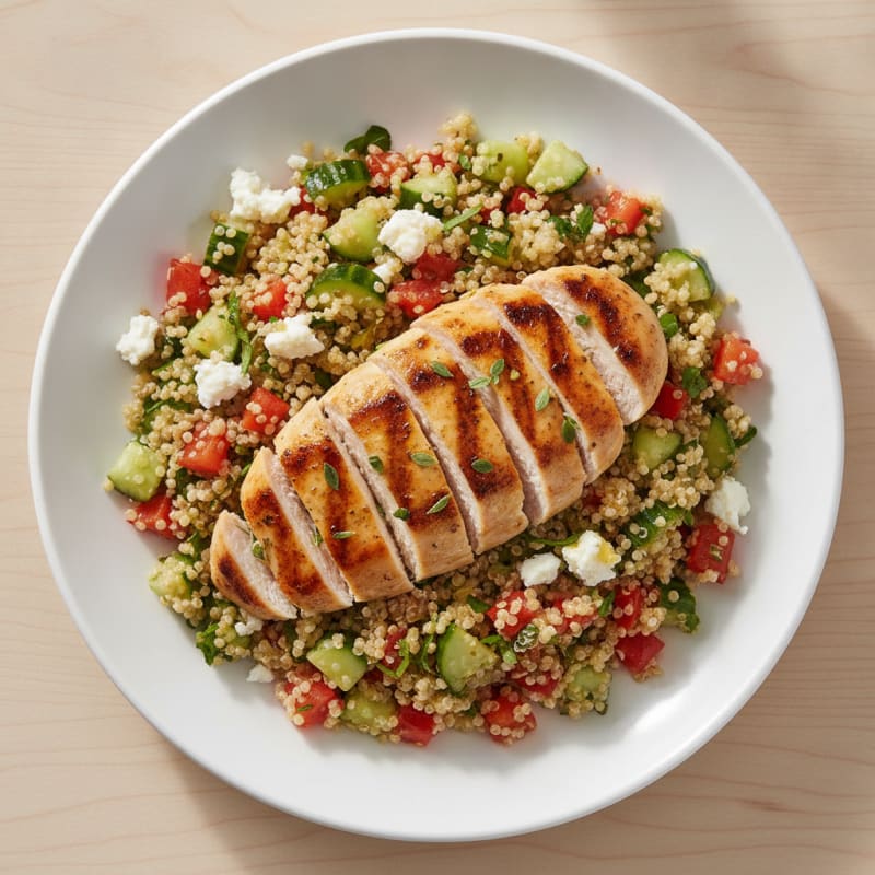Grilled Chicken Breast with Crunchy Quinoa Salad