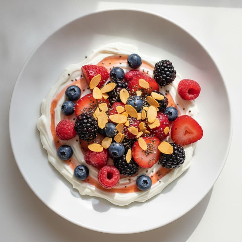 Silky Greek Yogurt Protein Pudding with Mixed Berries