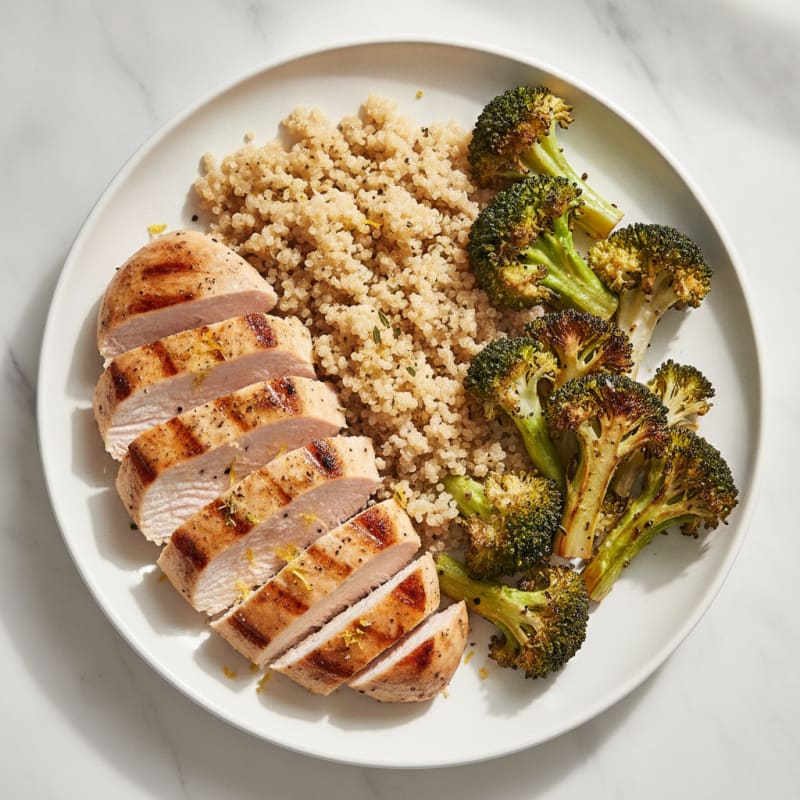 Grilled Turkey Breast with Quinoa and Roasted Broccoli