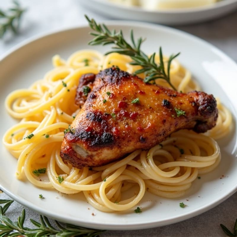 Herb-Roasted Turkey Wings with Garlic Parmesan Linguine