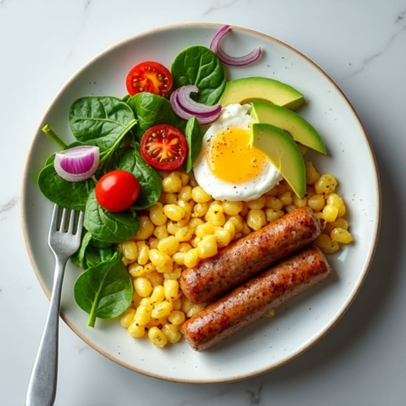 Egg White Scramble with Spinach and Turkey Sausage