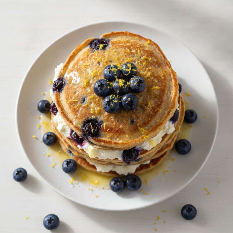 Blueberry Ricotta Pancakes with Lemon Zest