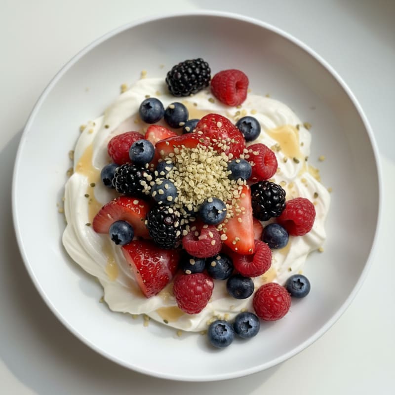 Silky Greek Yogurt Protein Pudding with Mixed Berries