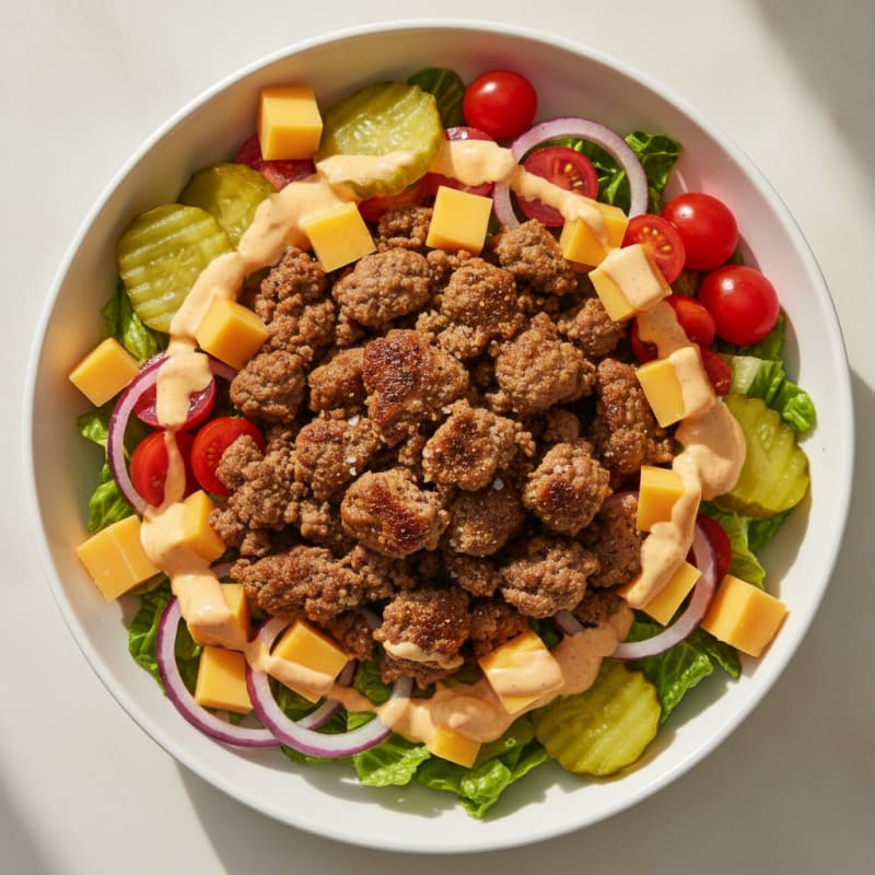 Deconstructed Cheeseburger Bowl with Special Sauce