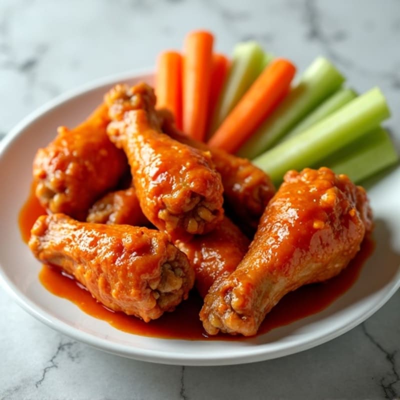 Crispy Baked Buffalo Chicken Wings with Fresh Veggie Sticks