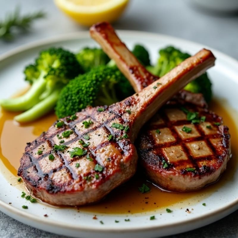 Herb-Grilled Lamb Chops with Roasted Broccoli