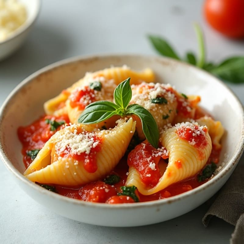 Creamy Spinach and Ricotta Baked Shells