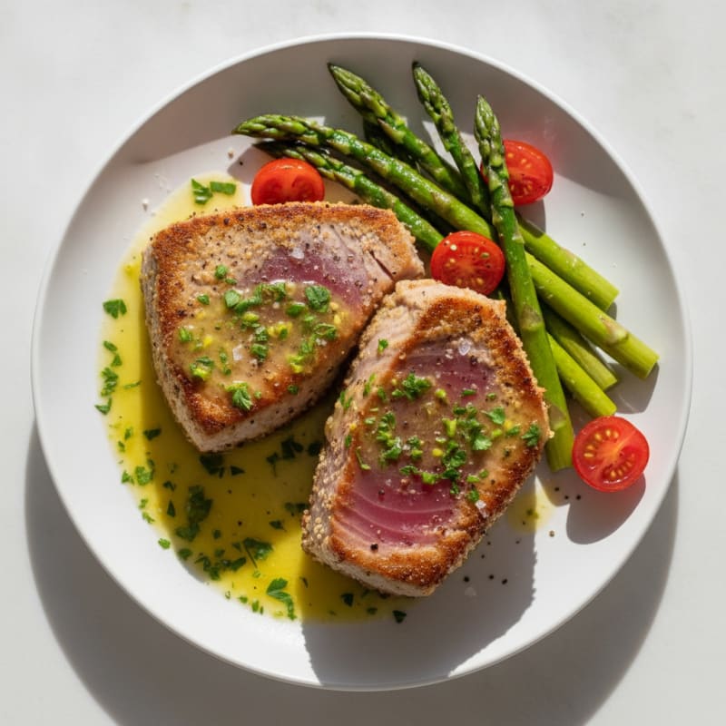 Pan-Seared Tuna with Lemon-Herb Sauce