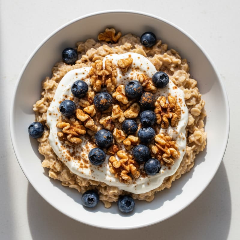Creamy Berry Oatmeal with Toasted Nuts
