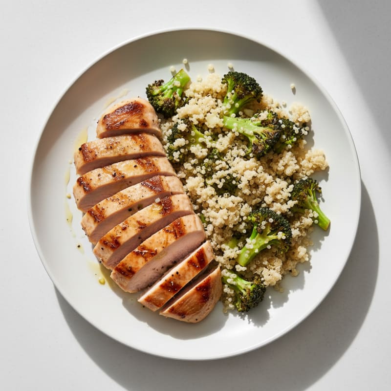 Grilled Turkey Breast with Roasted Broccoli and Quinoa