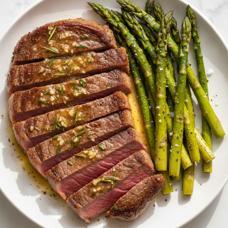 Garlic Herb Butter Steak with Asparagus