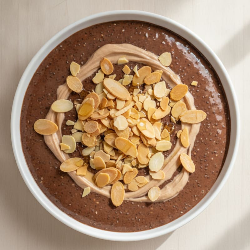 Silky Chocolate Protein Pudding with Almonds