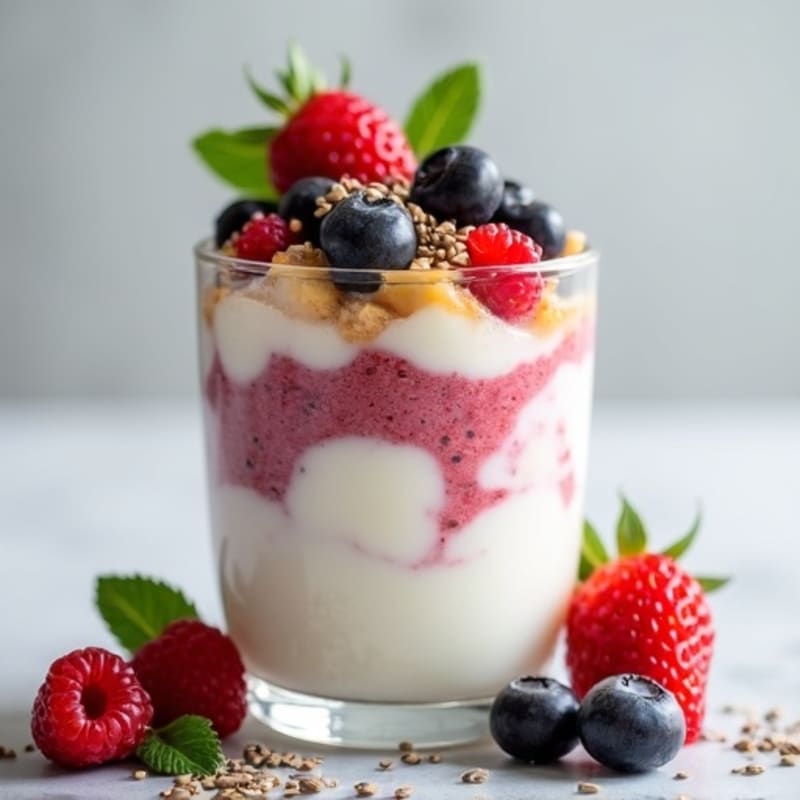 Creamy Greek Yogurt with Mixed Berries and Protein Powder