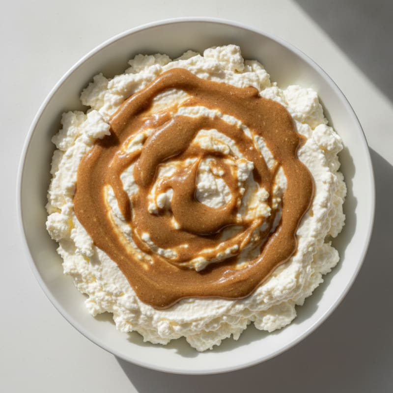Creamy Cottage Cheese Protein Mousse with Almond Butter Swirl