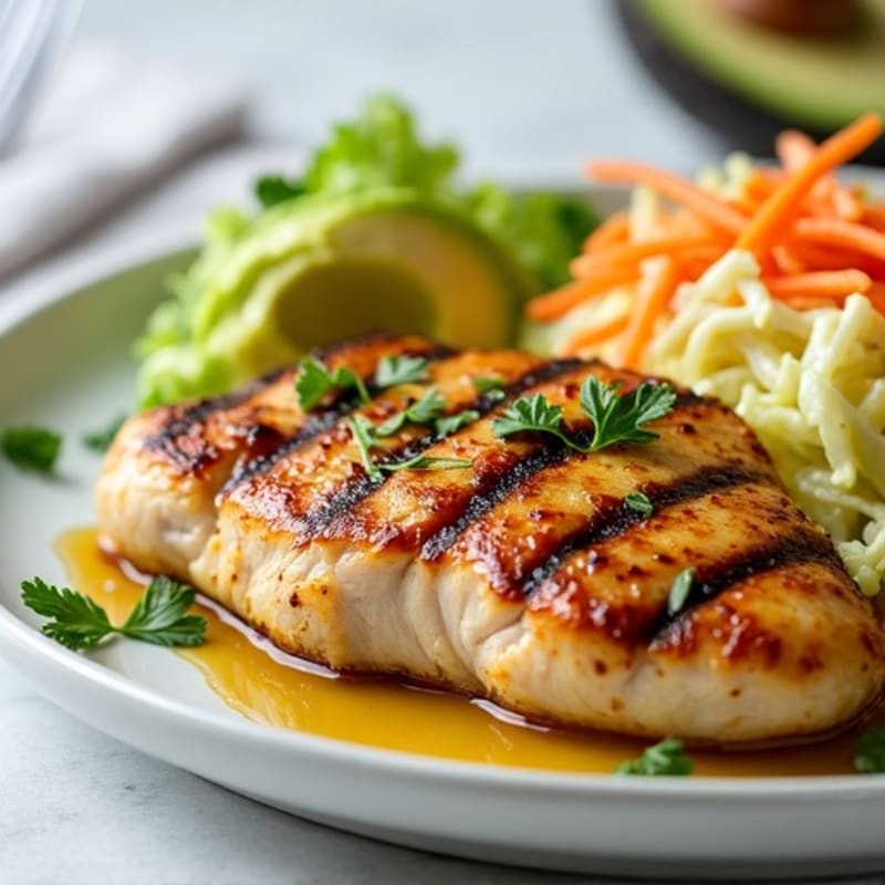 Grilled Chicken Breast with Crunchy Cabbage Slaw