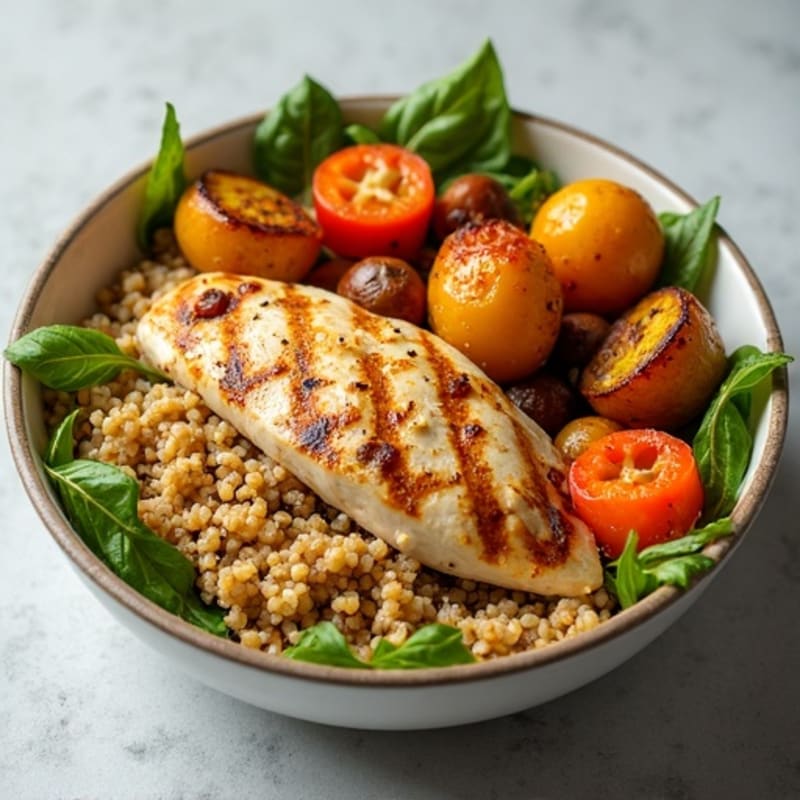 Grilled Chicken and Quinoa Power Bowl with Roasted Vegetables