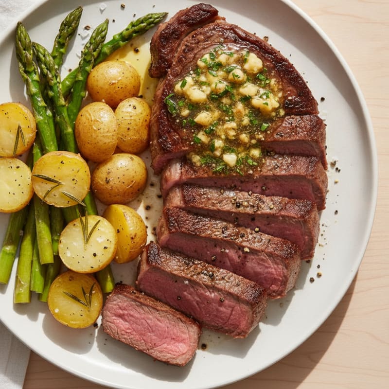 Pan-Seared Sirloin with Garlic Herb Ghee