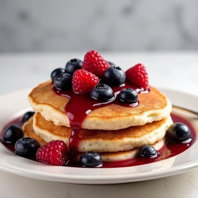 Fluffy Protein Pancakes with Berry Compote