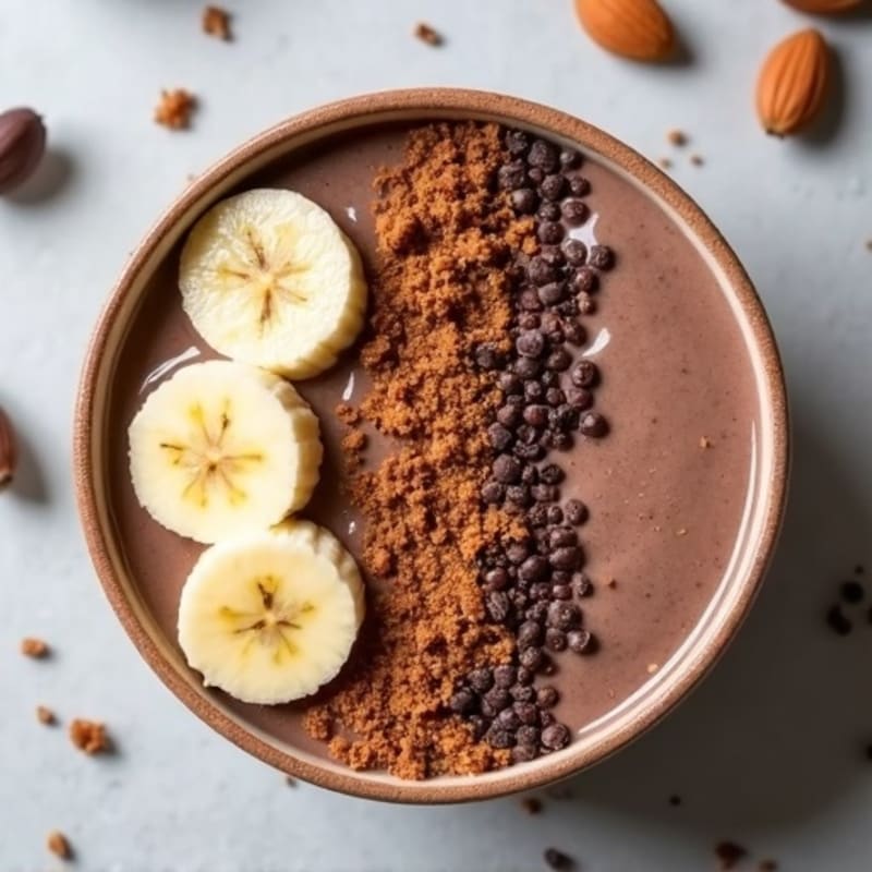 Thick Dark Chocolate Almond Butter Protein Smoothie Bowl