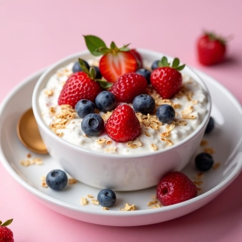 Creamy Protein Overnight Oats with Chia Seeds and Fresh Berries