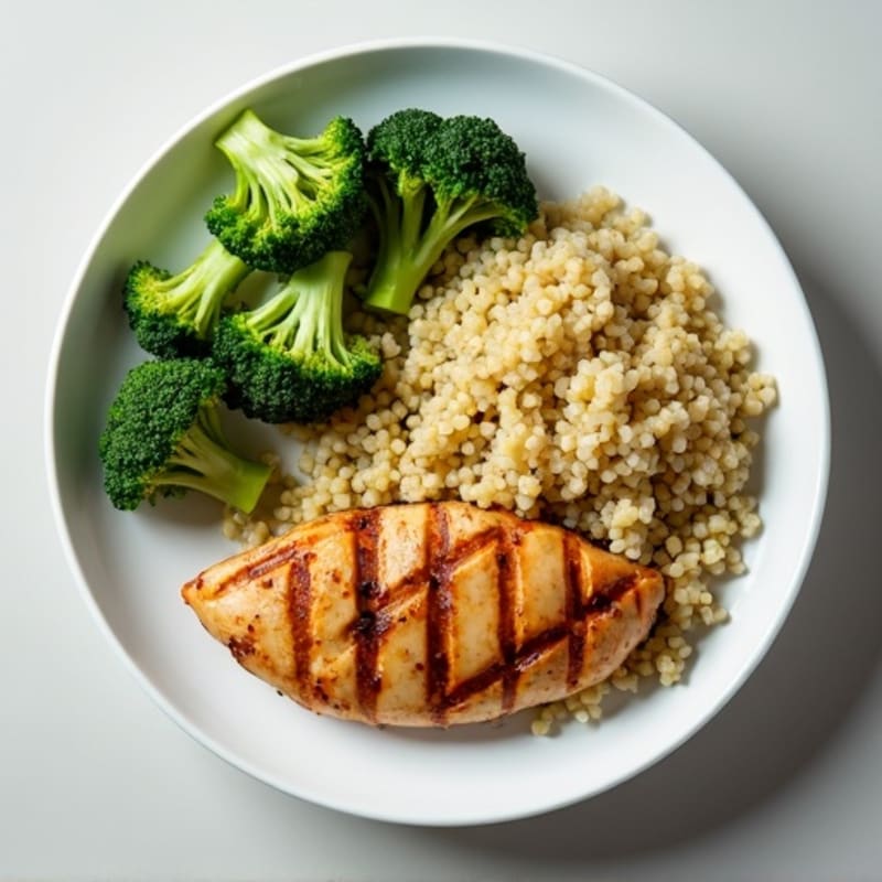 Grilled Chicken Breast with Quinoa and Steamed Broccoli