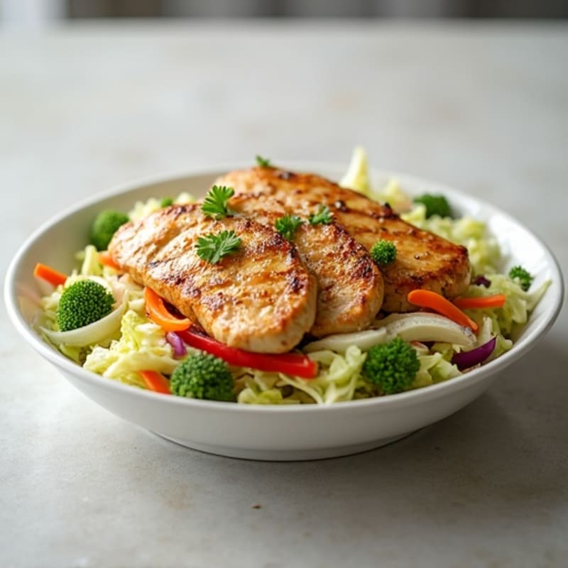 Grilled Chicken Breast with Crunchy Cabbage Slaw
