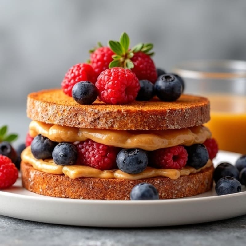 Crispy Air-Fried Peanut Butter and Berry Sandwich