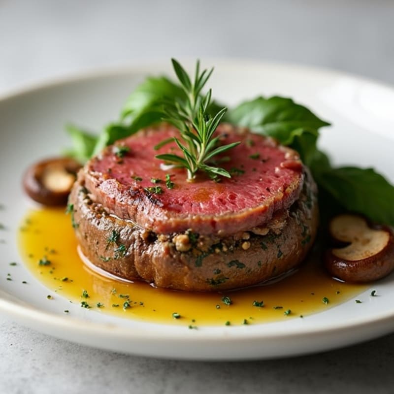 Herb-Crusted Beef Tenderloin with Mushroom Wrap