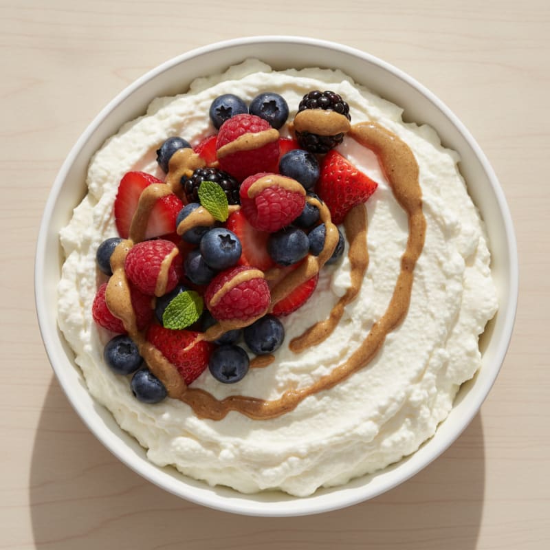 Greek Yogurt Protein Mousse with Mixed Berries