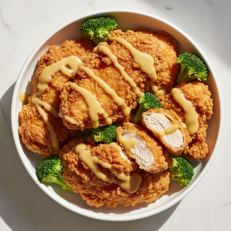 Crispy Buttermilk Fried Chicken with Honey-Mustard Glaze