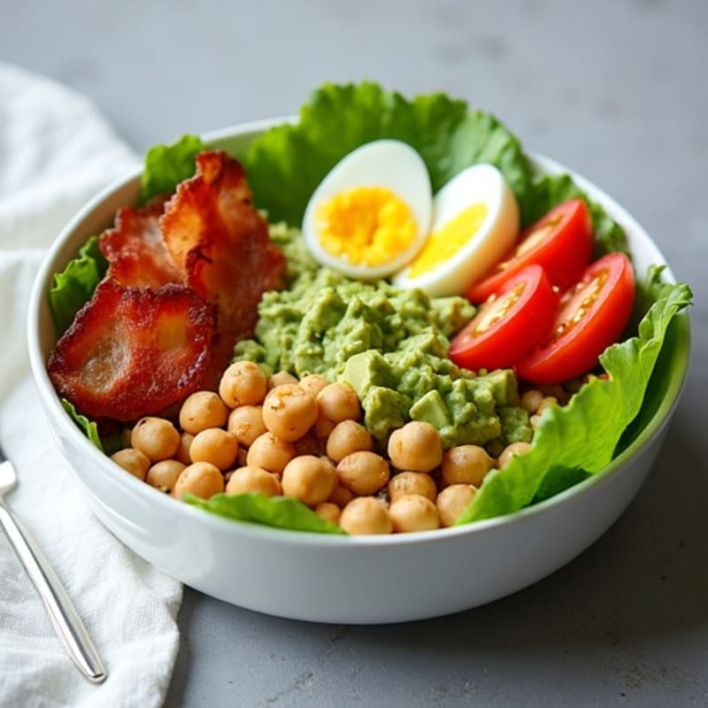 Crispy Turkey Bacon BLT Power Bowl with Creamy Avocado Dressing