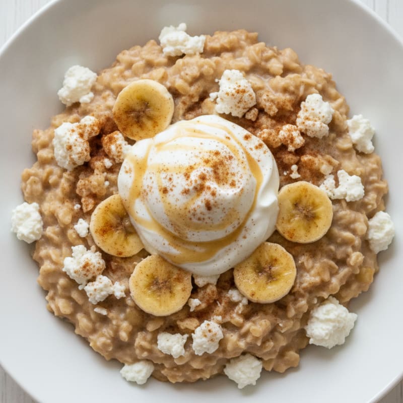 Banana Protein Oats with Cottage Cheese