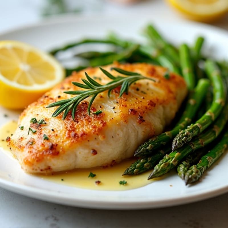 Lemon Herb Roasted Chicken with Crispy Asparagus