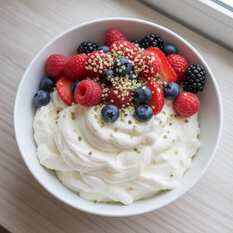 Silky Greek Yogurt Protein Pudding with Mixed Berries