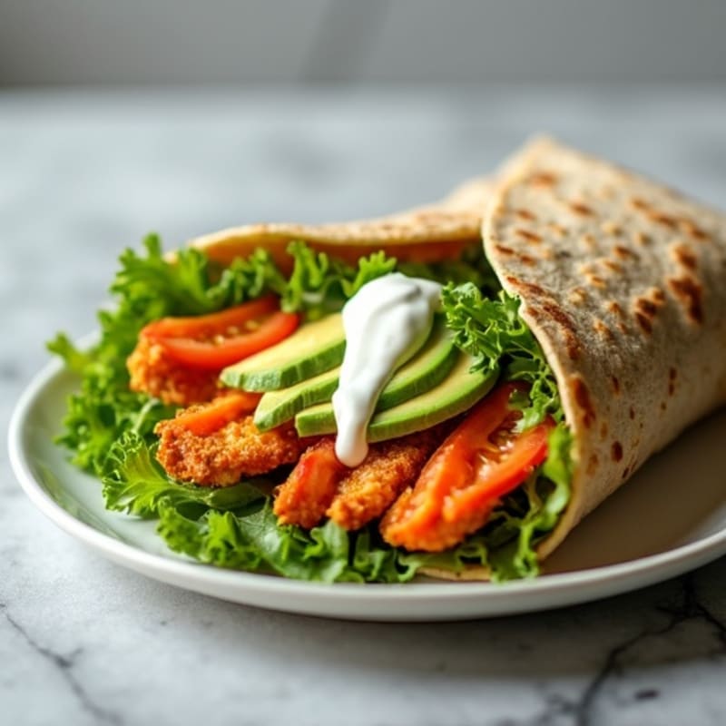 Crispy Buffalo Chicken Wrap with Fresh Greens