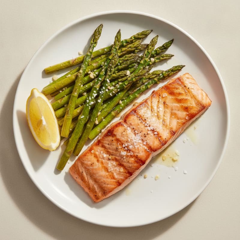 Seared Salmon Fillet with Roasted Asparagus