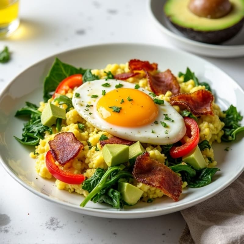 Egg White Scramble with Spinach and Turkey Bacon