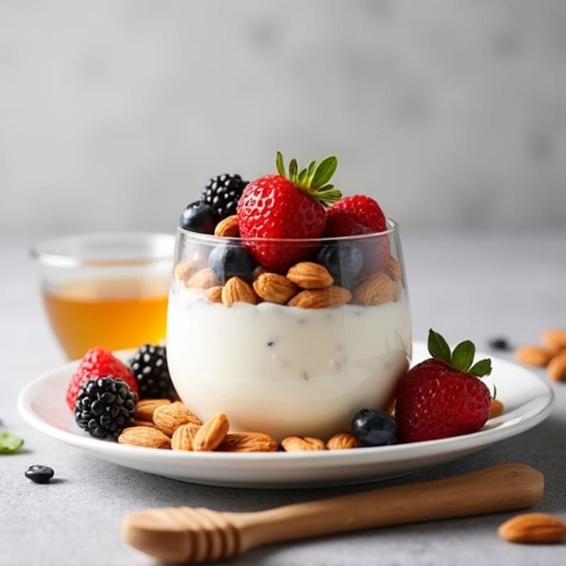 Creamy Greek Yogurt Parfait with Berries and Almonds