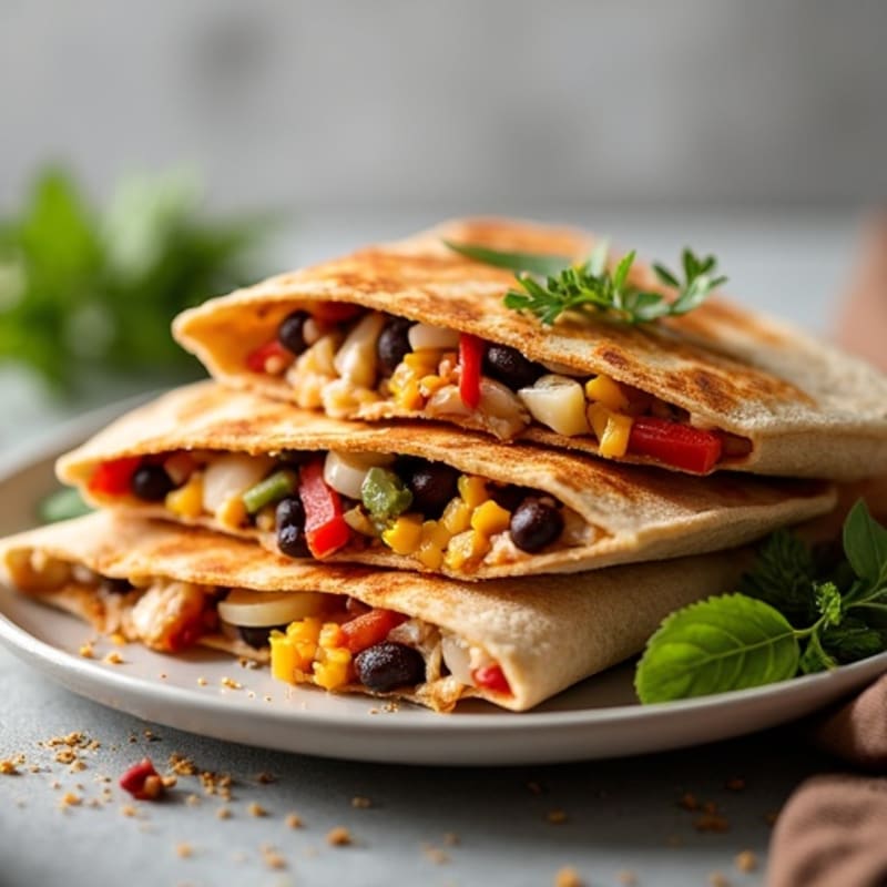 Chicken and Black Bean Crispy Whole Wheat Quesadillas