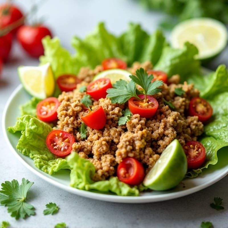 Lean Ground Turkey Taco Salad with Crispy Romaine and Creamy Avocado Dressing