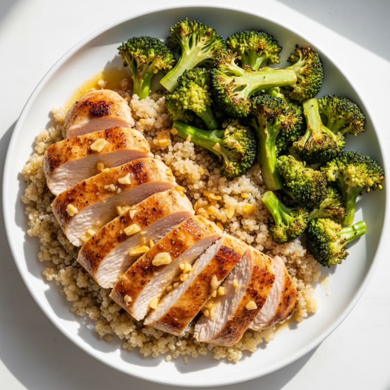 Seared Turkey Breast with Roasted Broccoli and Quinoa