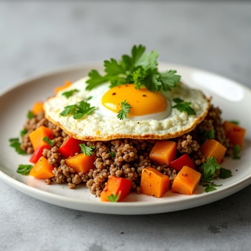 Ground Turkey and Sweet Potato Hash with Fresh Herbs