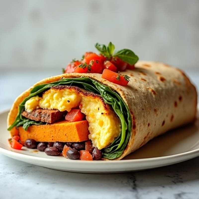 Protein-Packed Sweet Potato Black Bean Breakfast Burrito